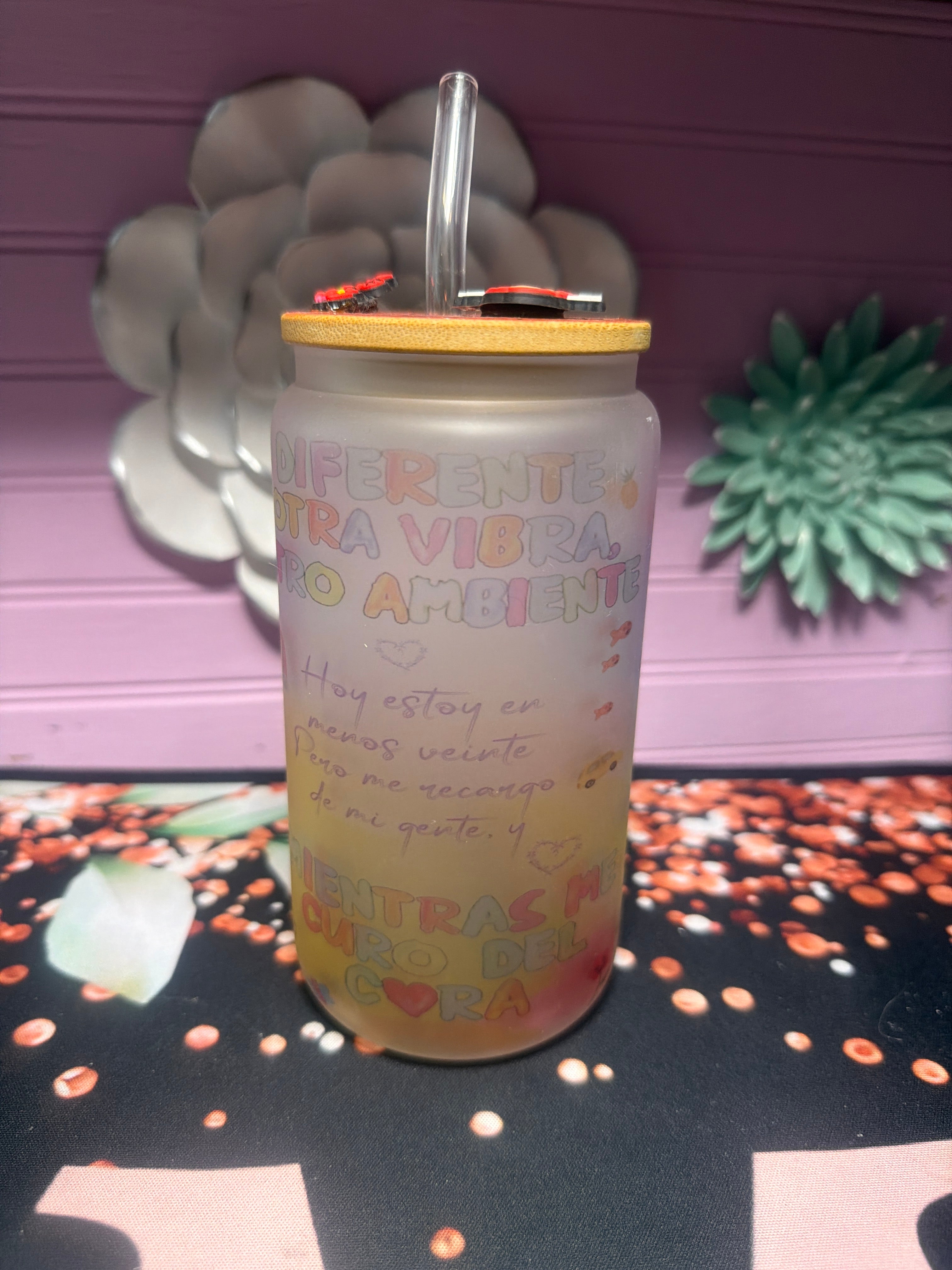 Mañana será más bonito frosted glass cup 16 oz