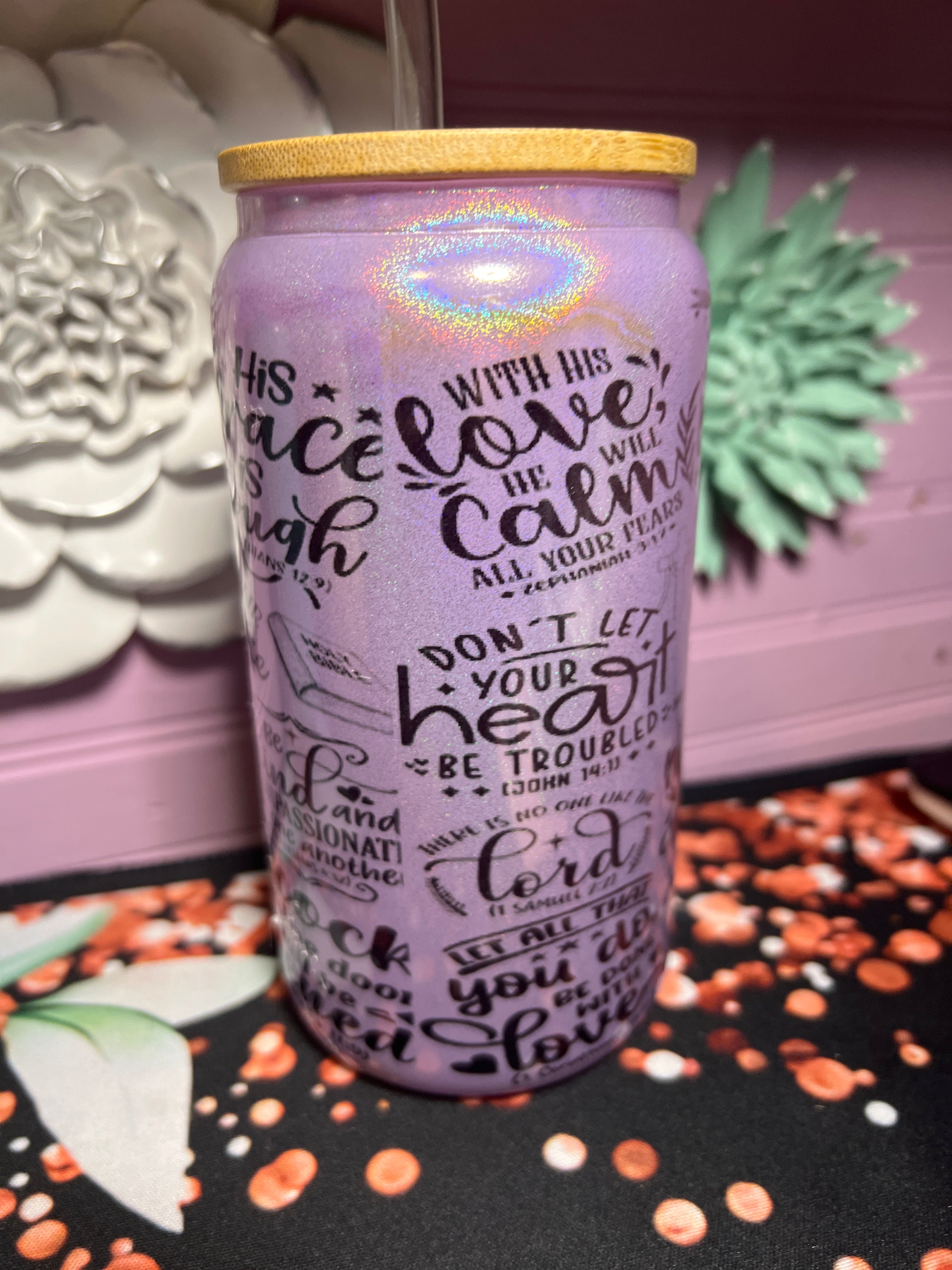 Glass cup 16 oz My Daily Bible Affirmation