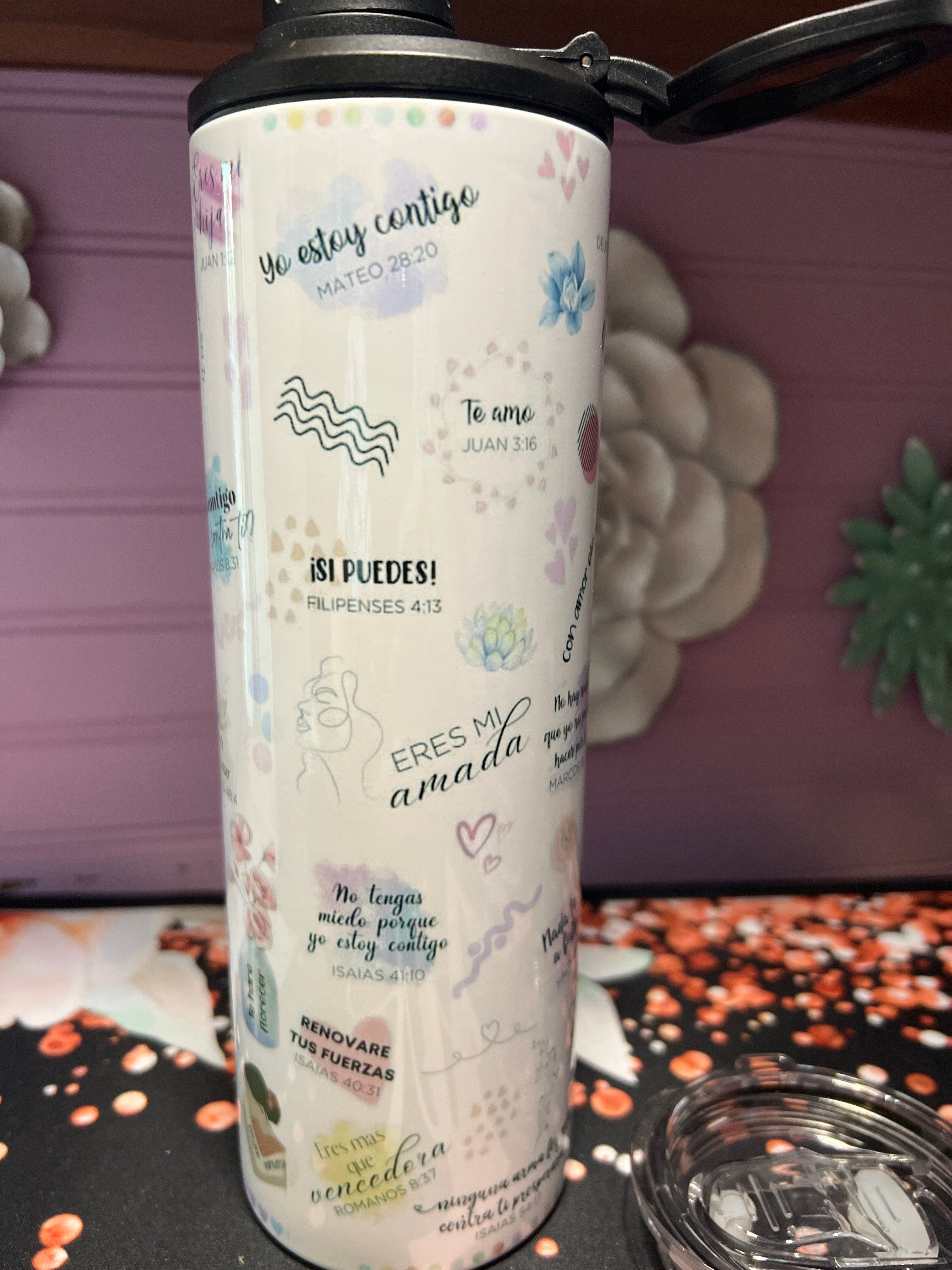 Promesas de Dios para mi tumbler 20 oz 2 in 1