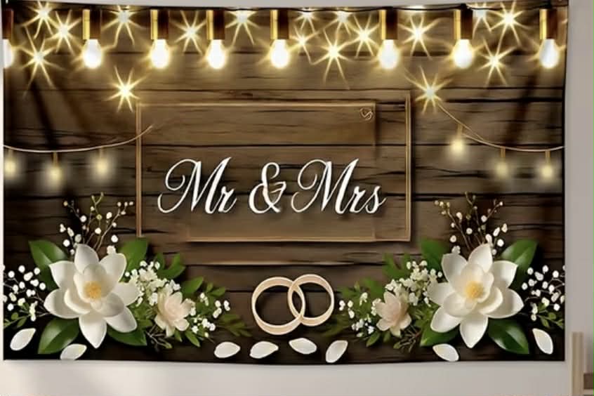 Letrero de tela Mr & Mrs 90”x70”