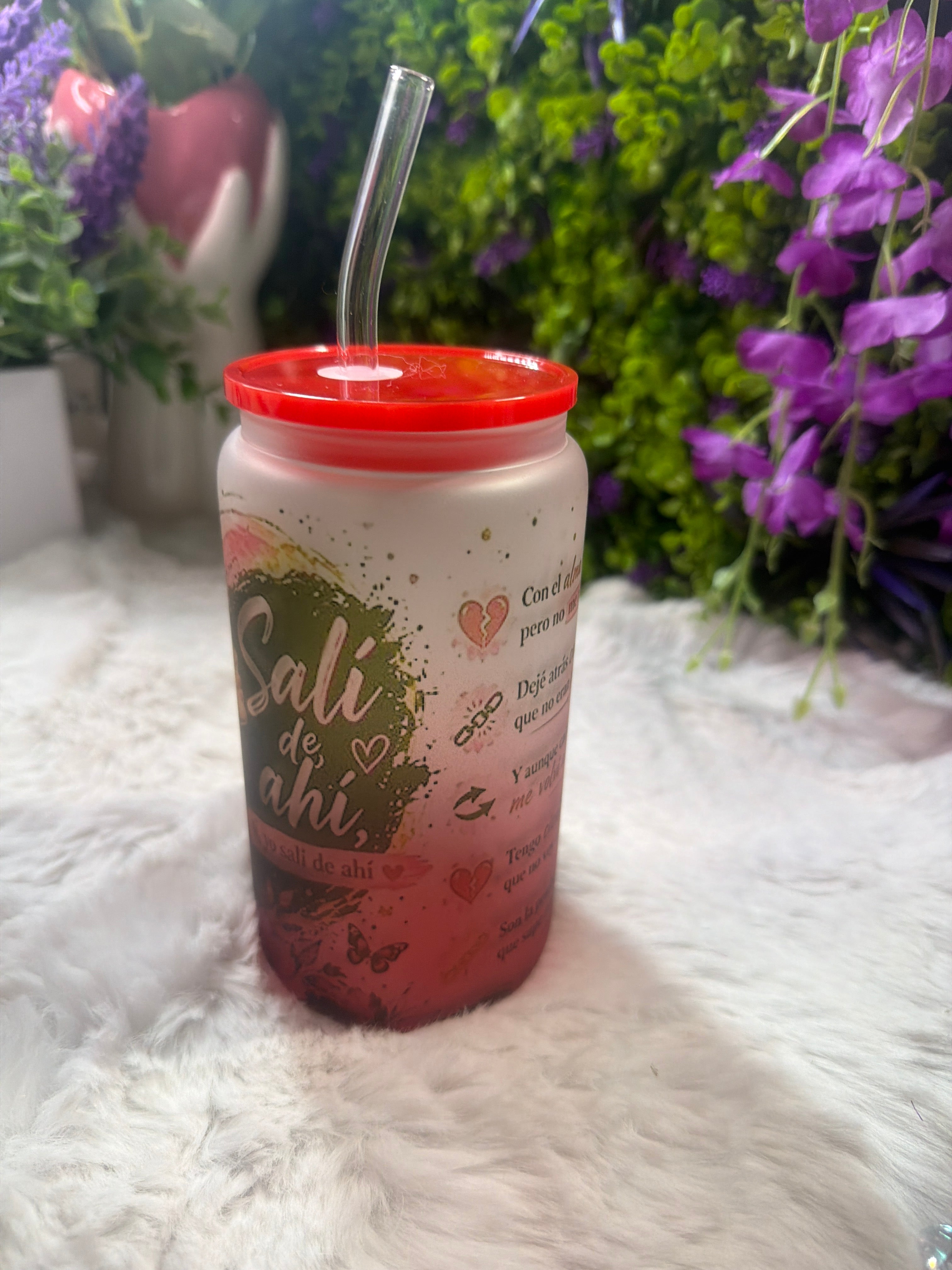 Salí de ahí Frosted glass cup 16 oz