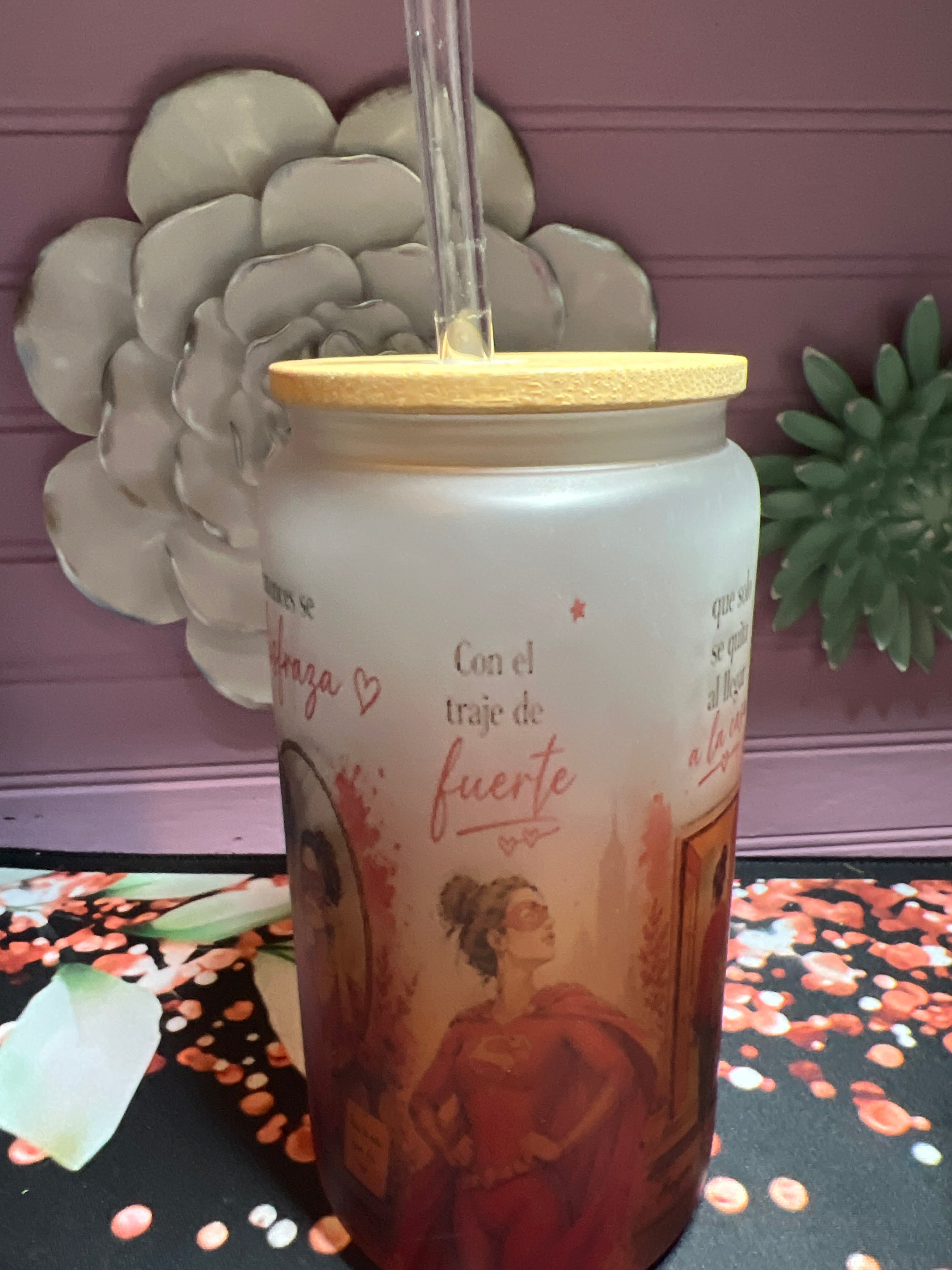 Frosted glass cup 16 oz
