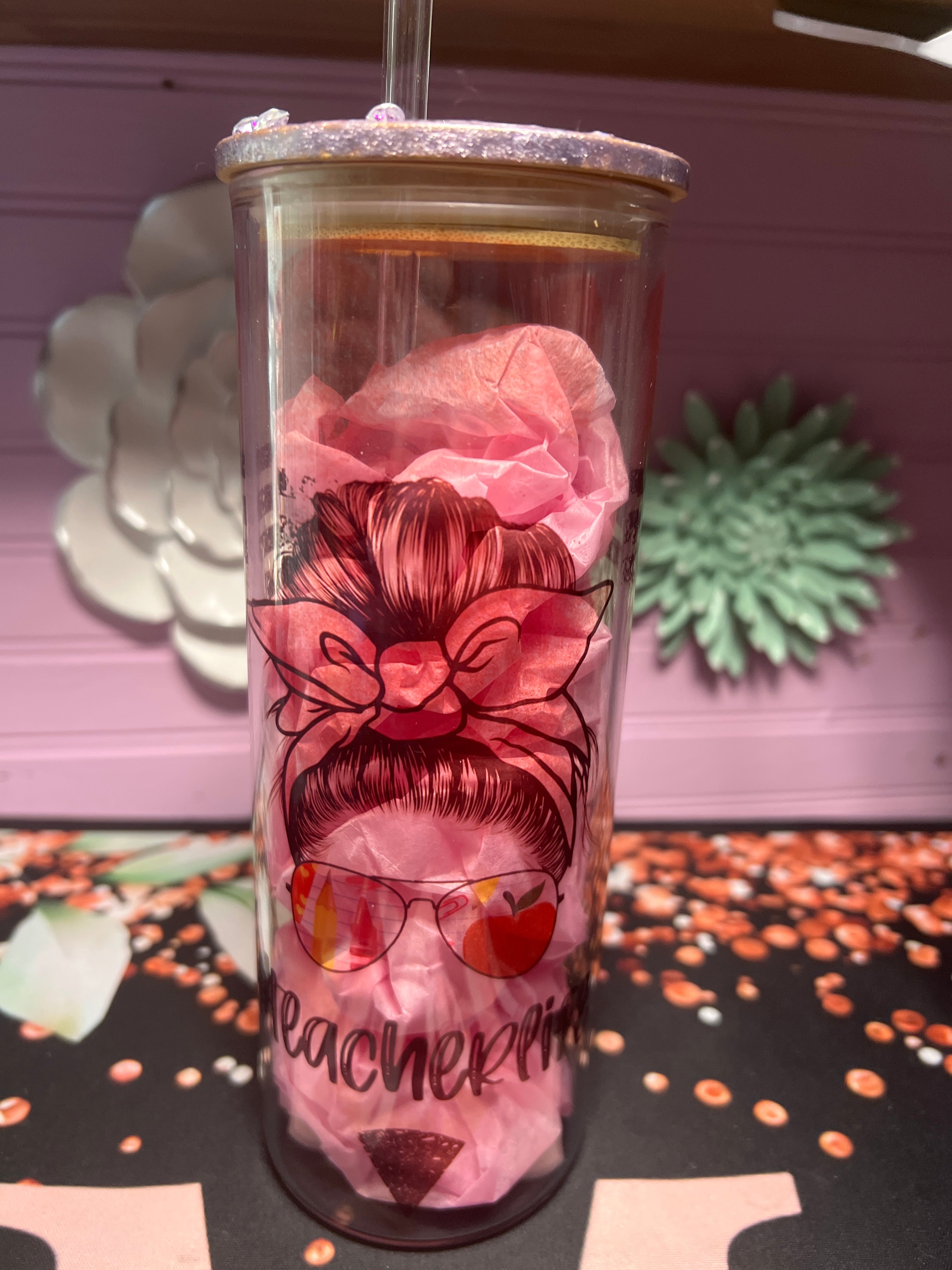 Teacher Life glass cup 20 oz