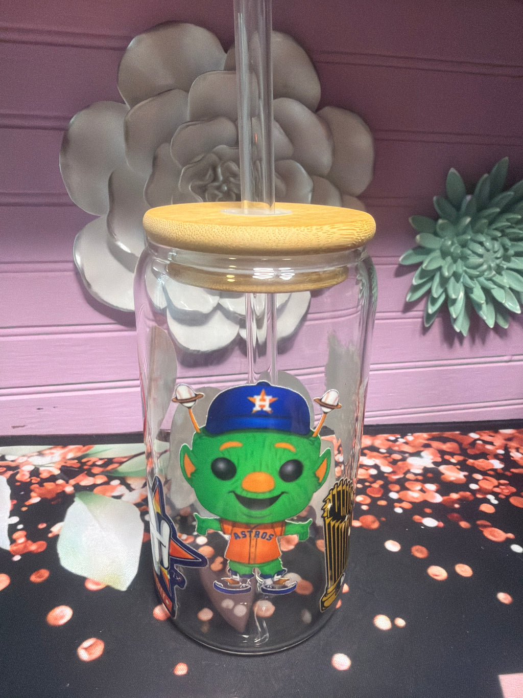 Houston Astros glass cup 16 oz stickers UV-DTF