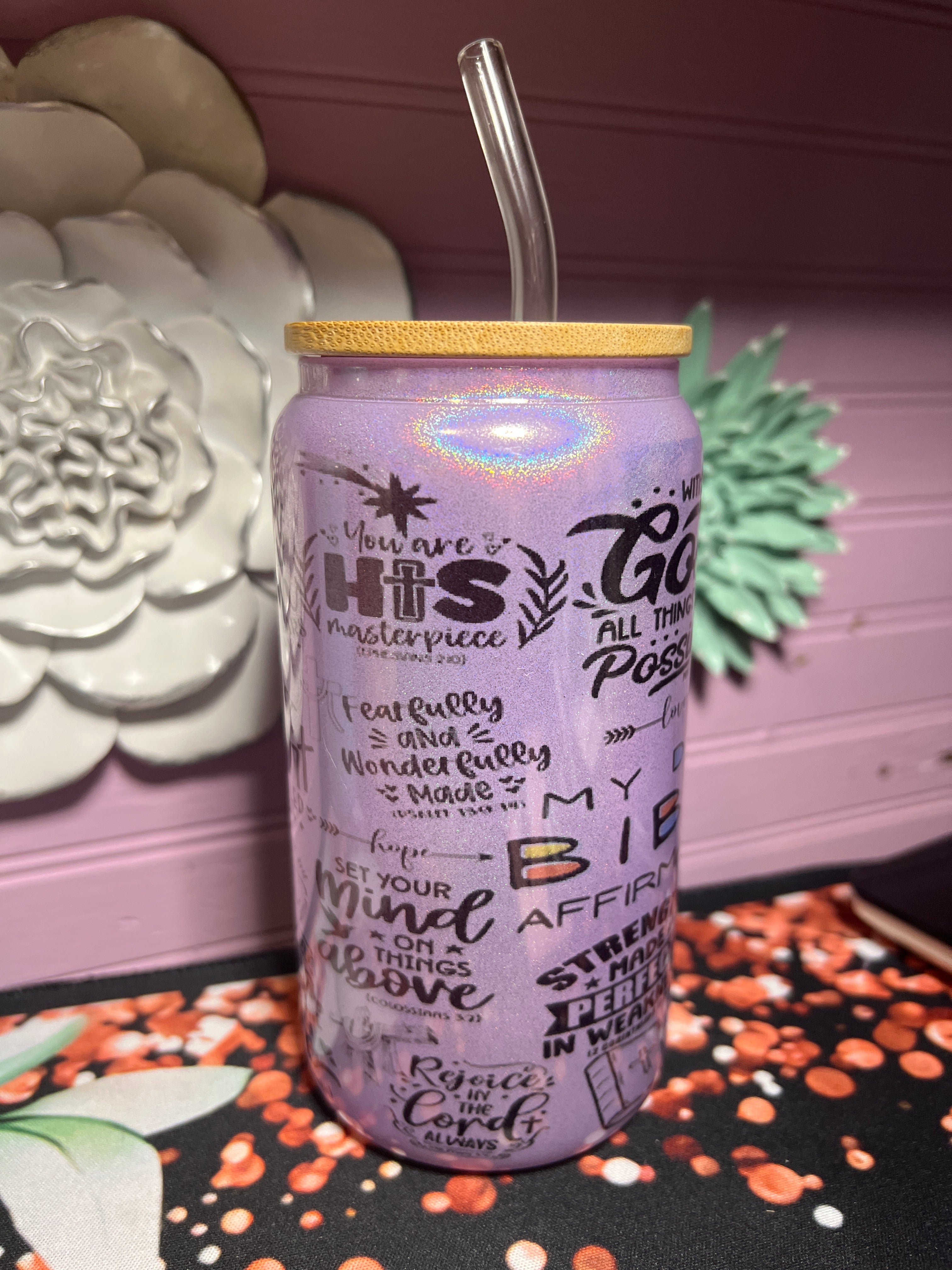 Glass cup 16 oz My Daily Bible Affirmation