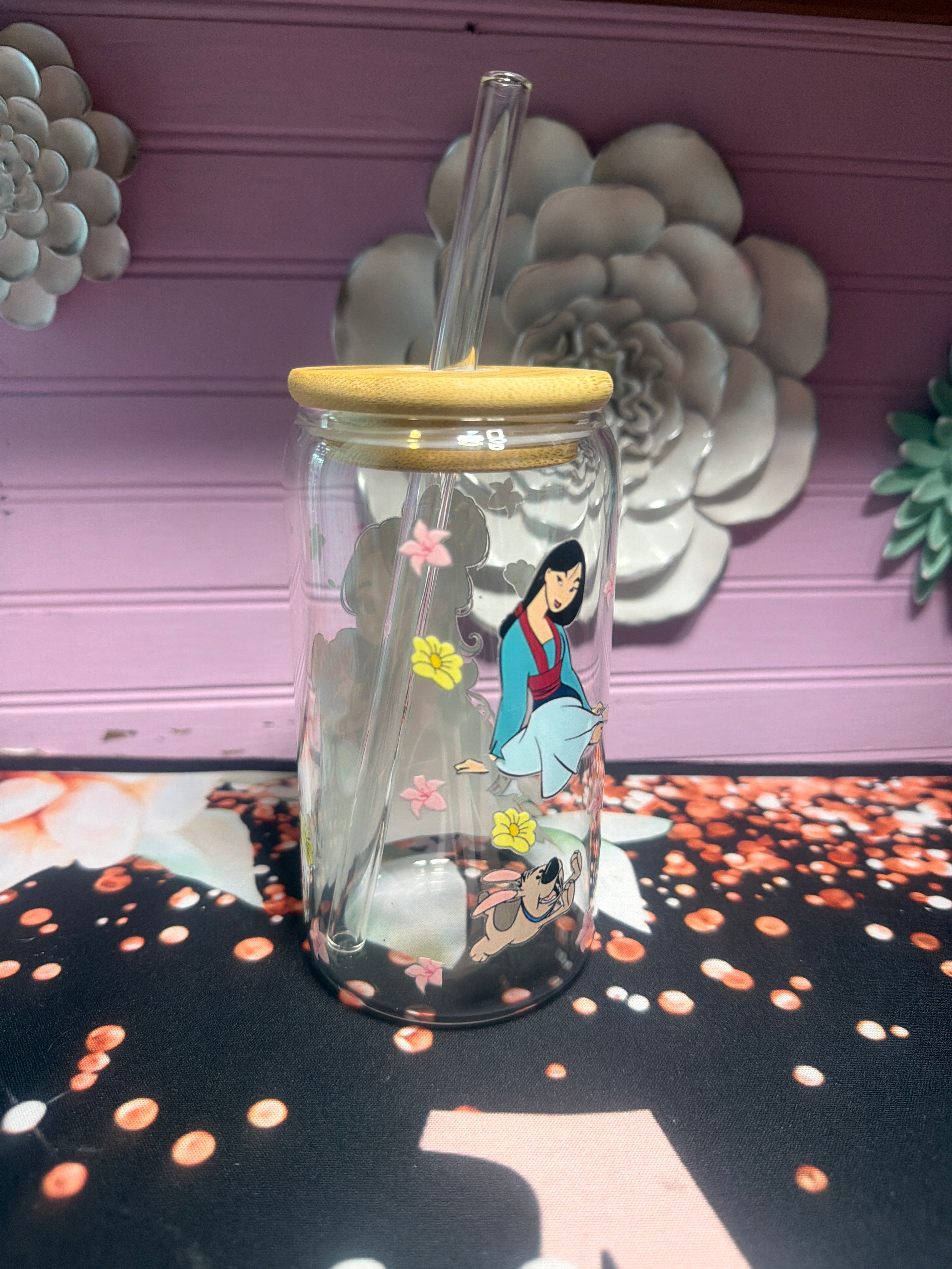Mulan stickers UV-DTF glass cup 16 oz