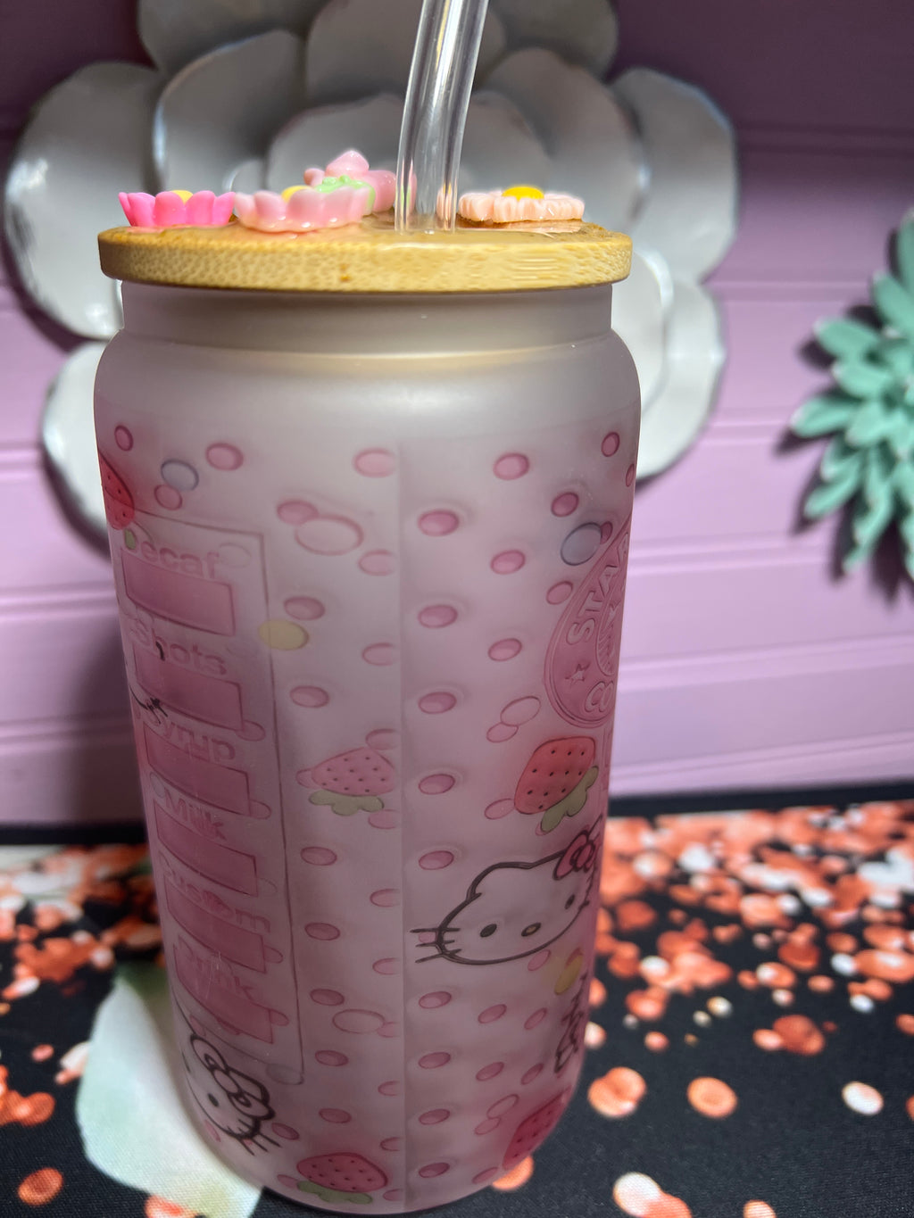Hello Kitty Frosted glass cup 16 oz