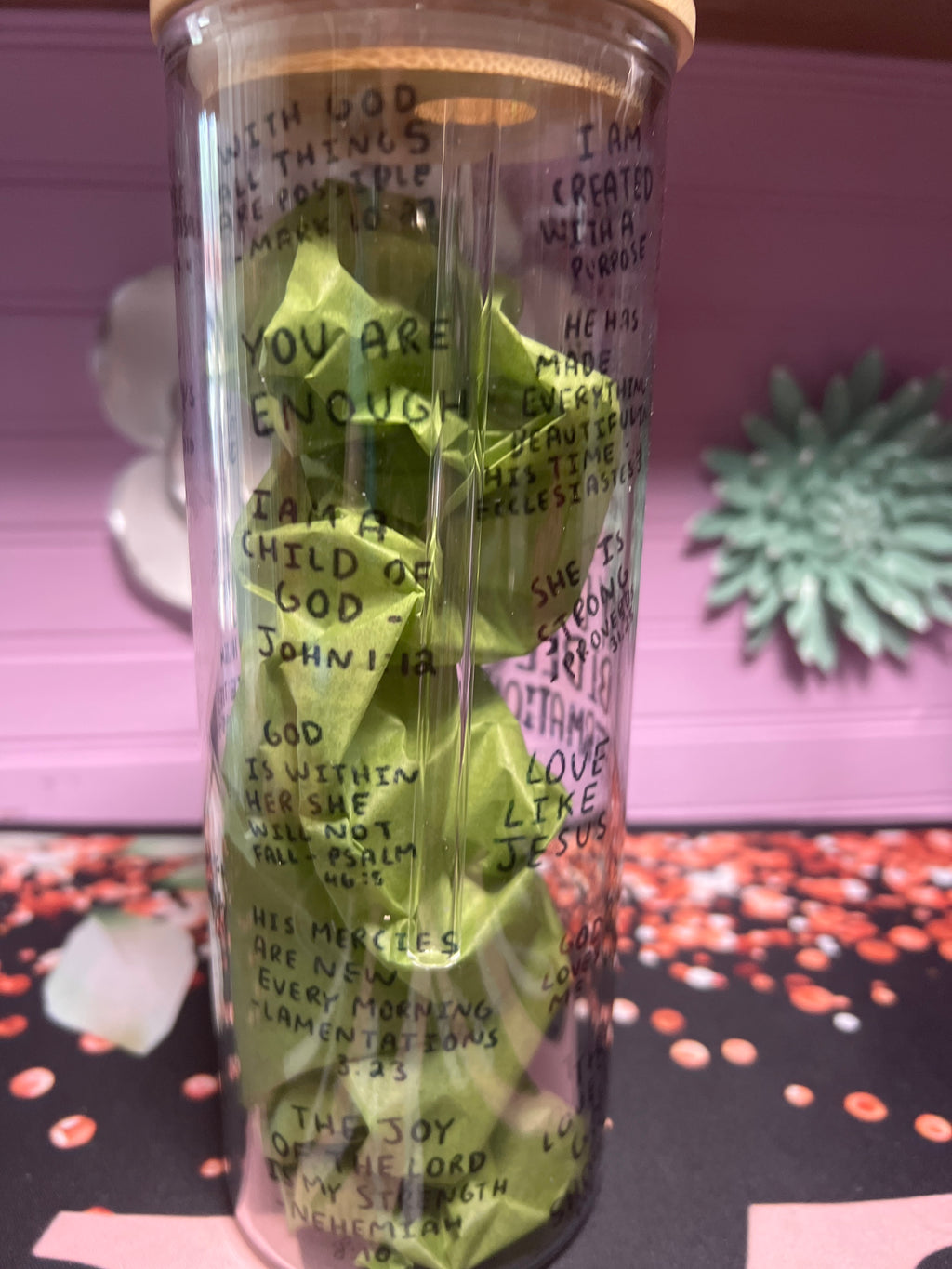 My Daily Bible Affirmation glass cup 20 oz