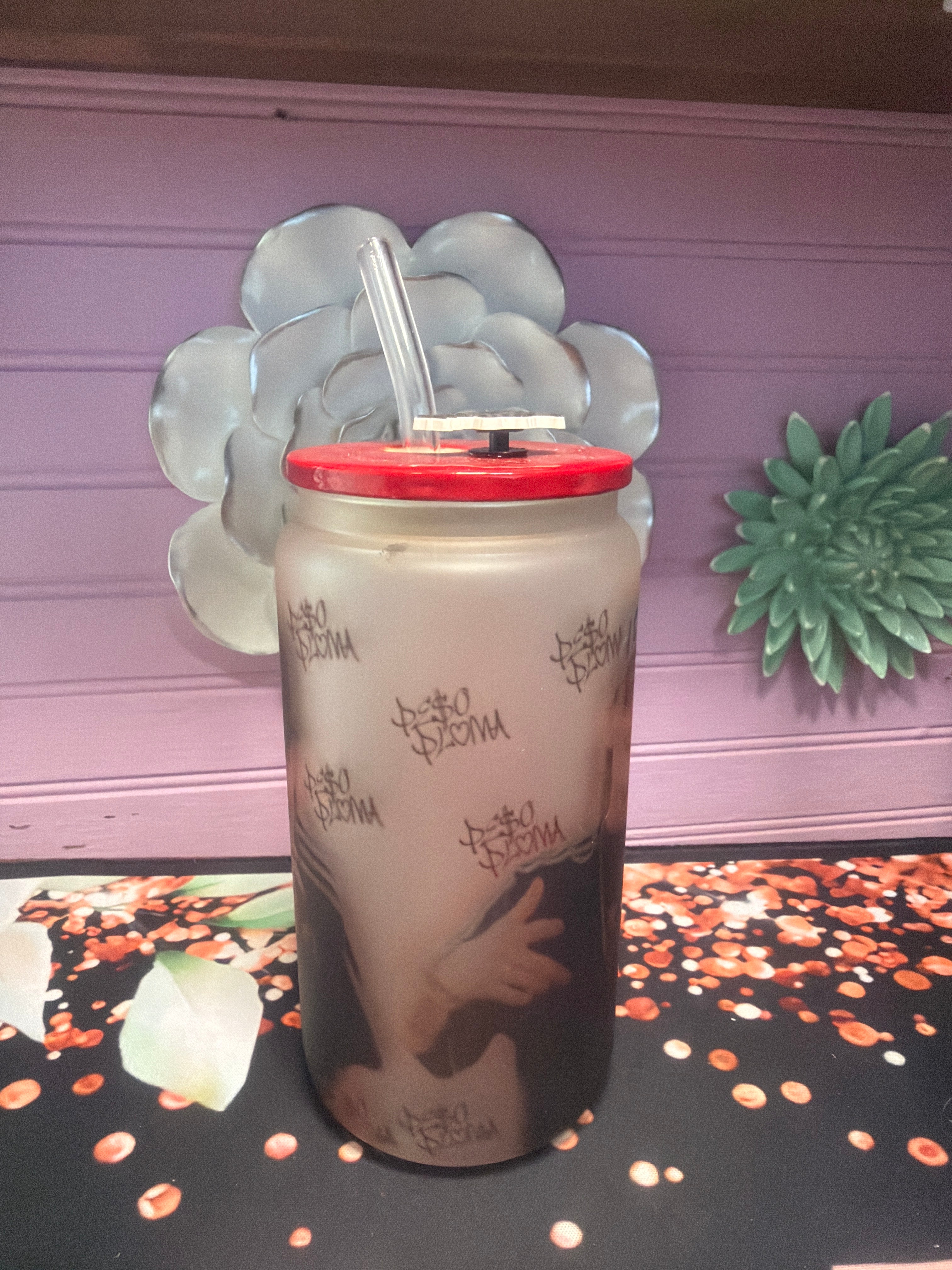 Peso pluma frosted glass cup 16 oz