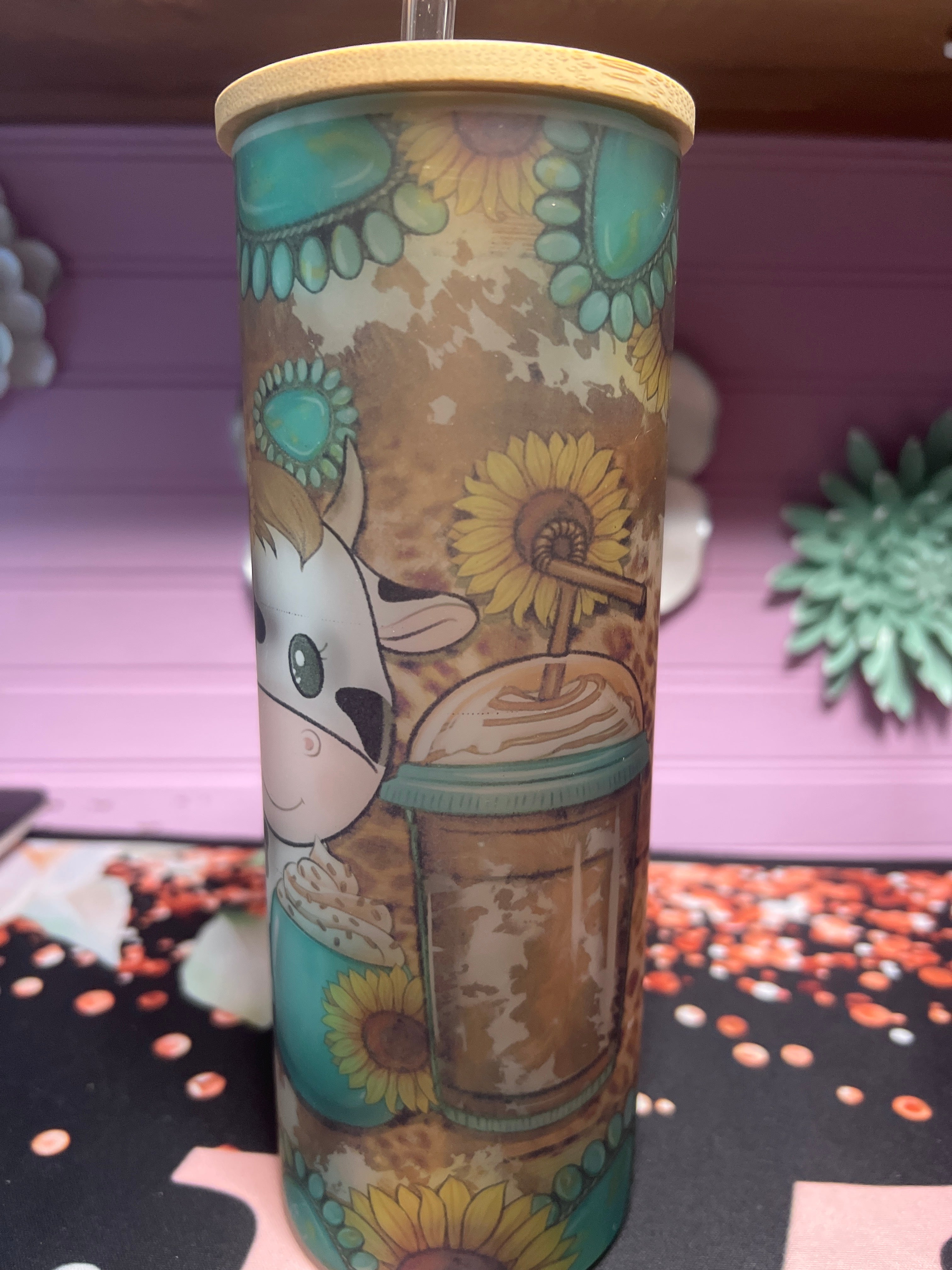 Vaquita coffe frosted glass cup 20 oz