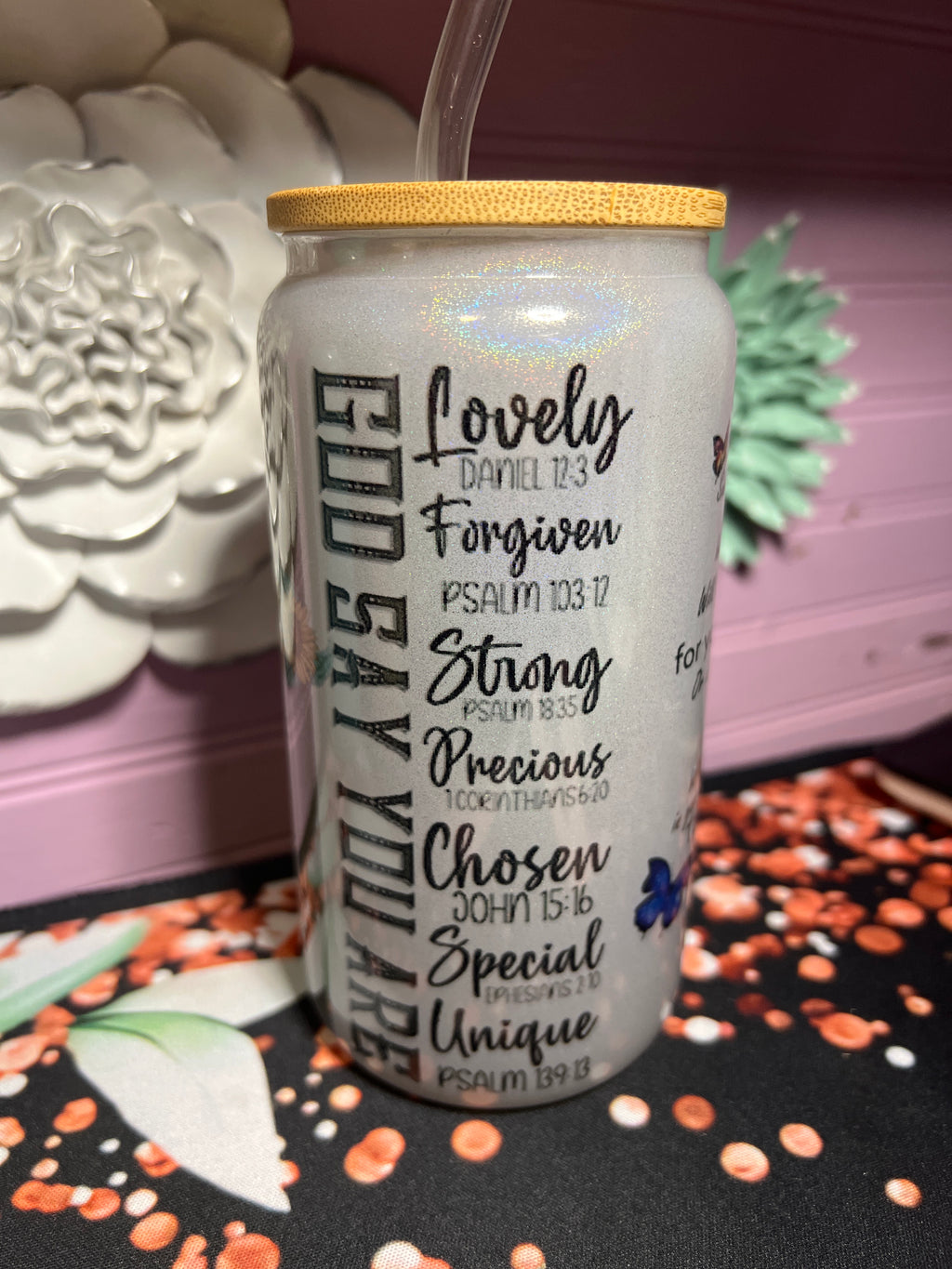 Glass cup 16 oz Faith
