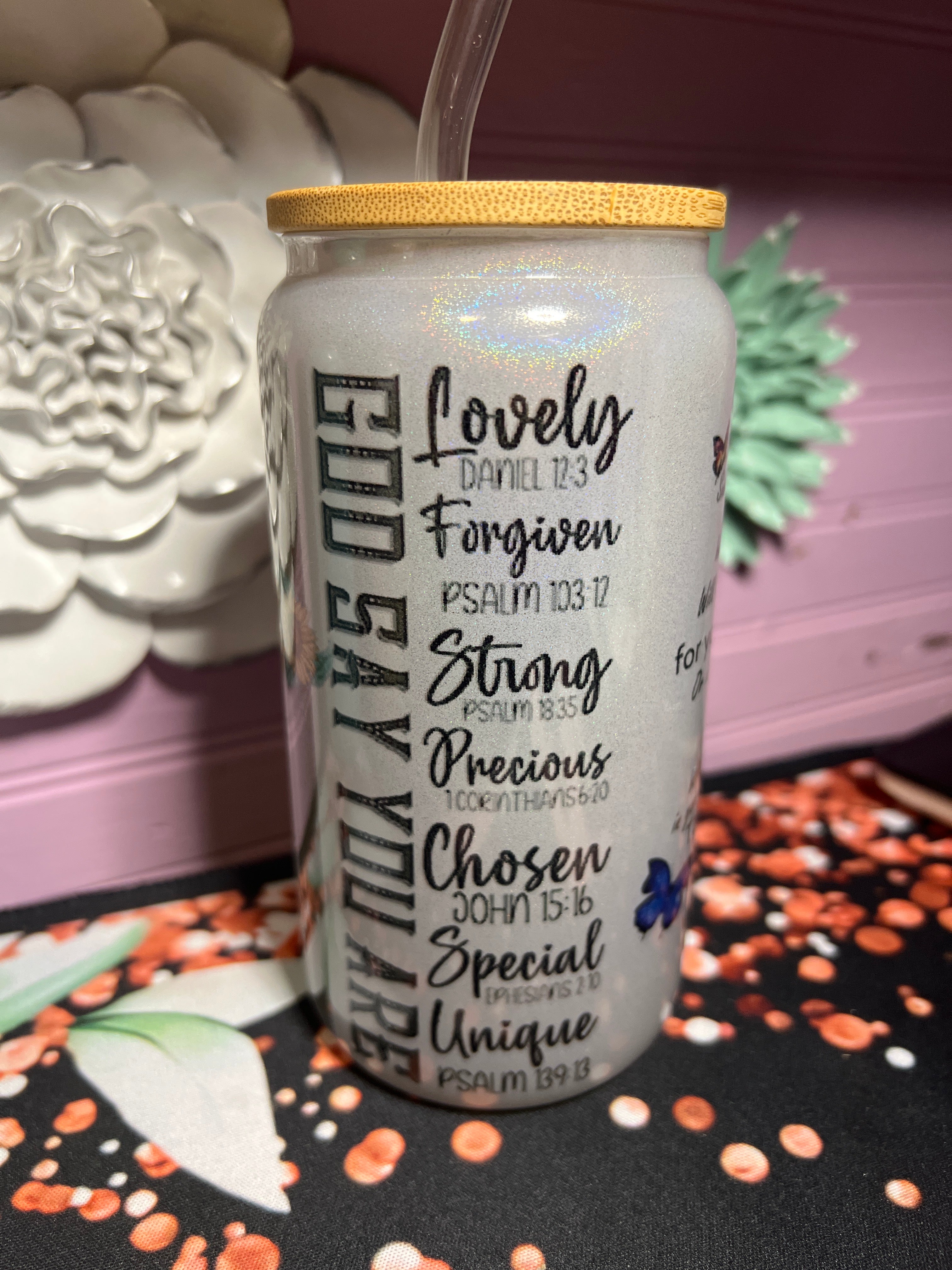 Glass cup 16 oz Faith