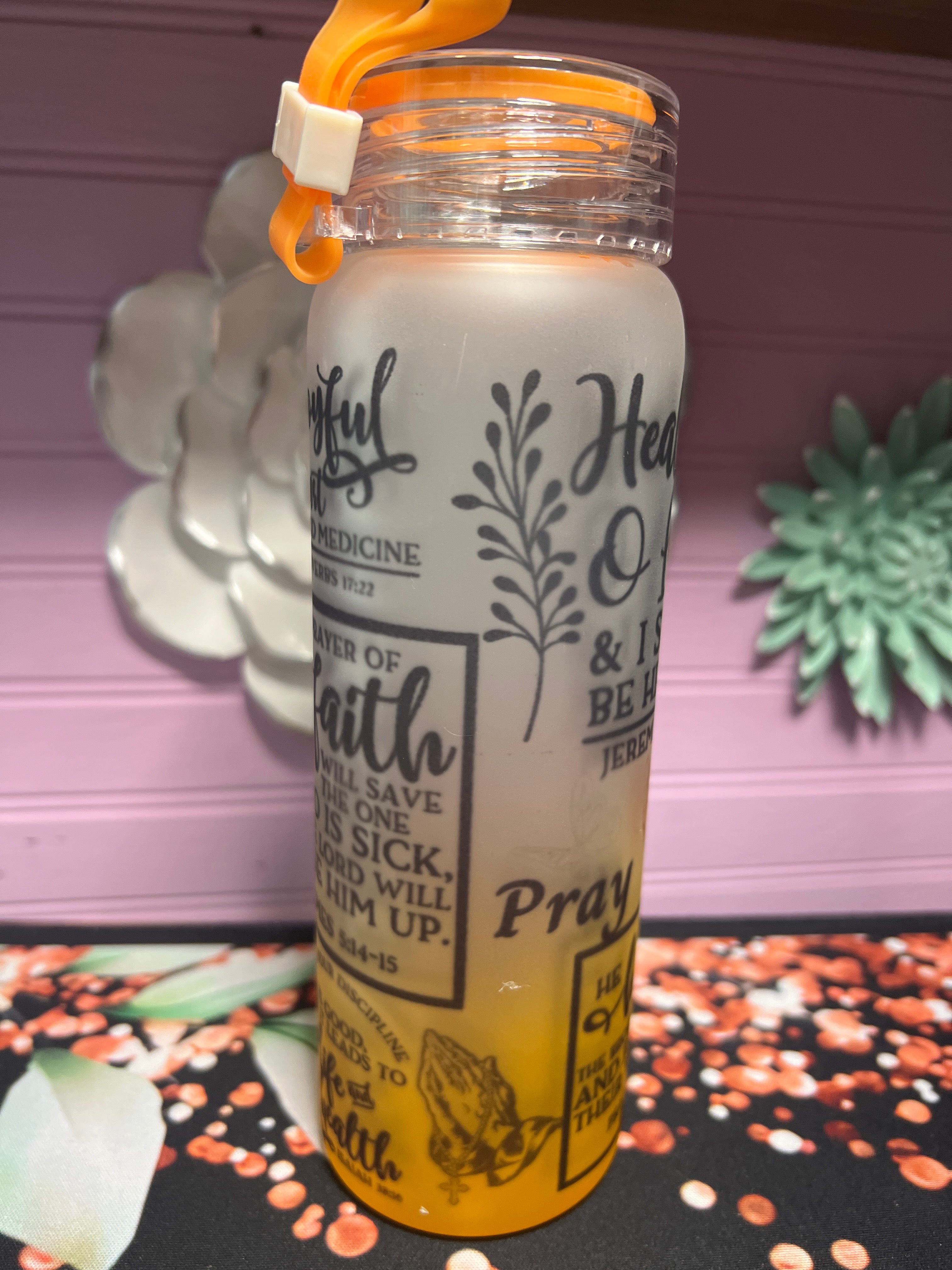 Textos bíblicos en inglés frosted glass cup 17 oz