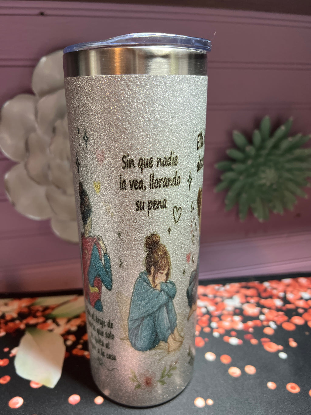 Silver glitter 20 oz tumbler