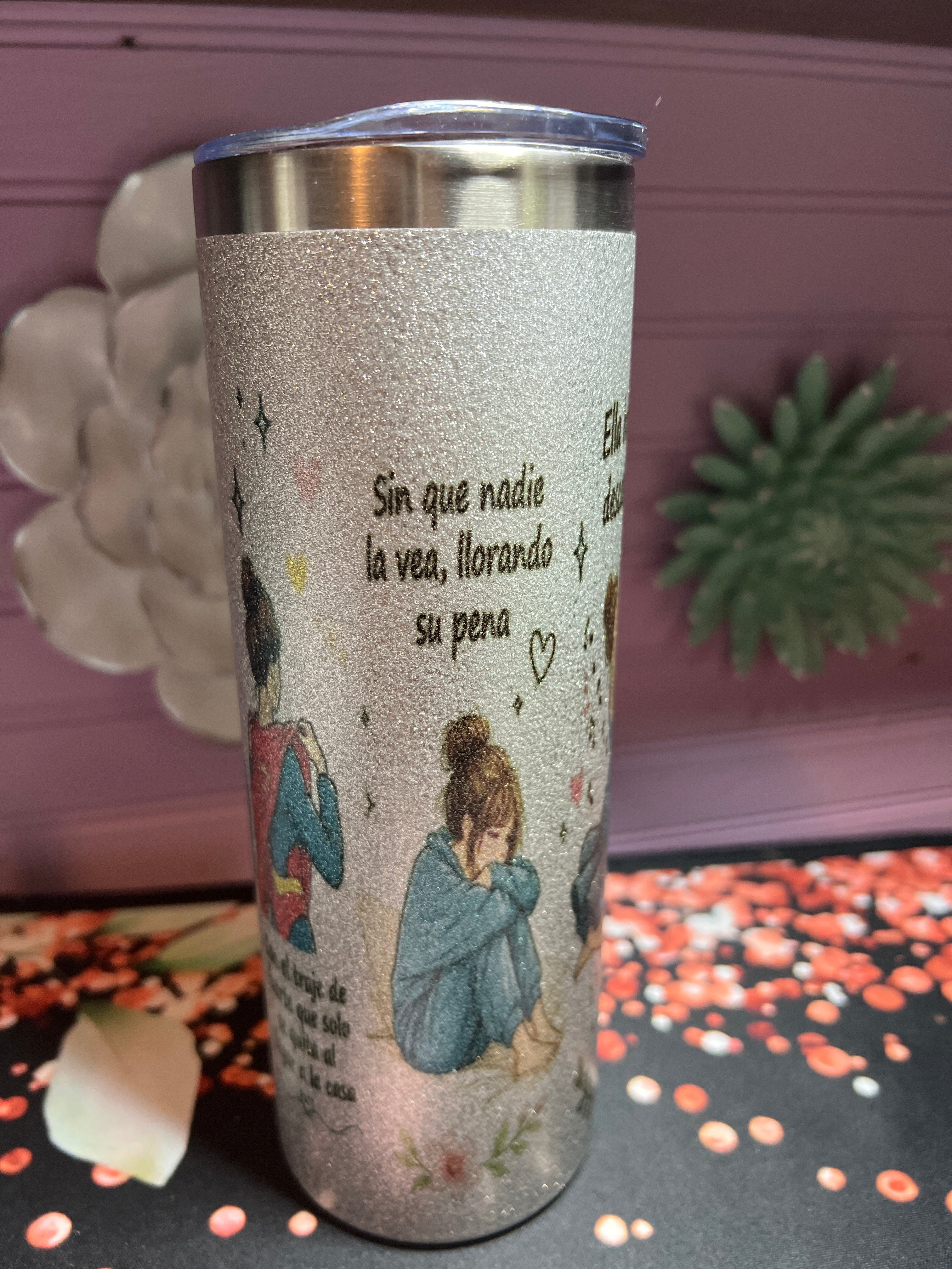 Silver glitter 20 oz tumbler