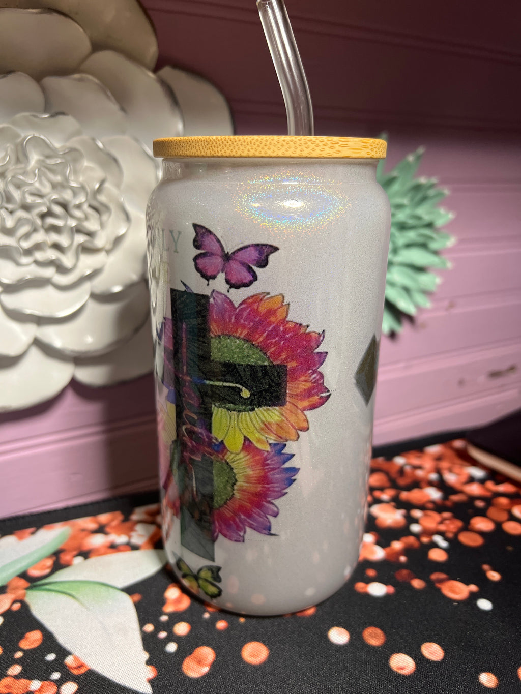 Glass cup 16 oz Faith