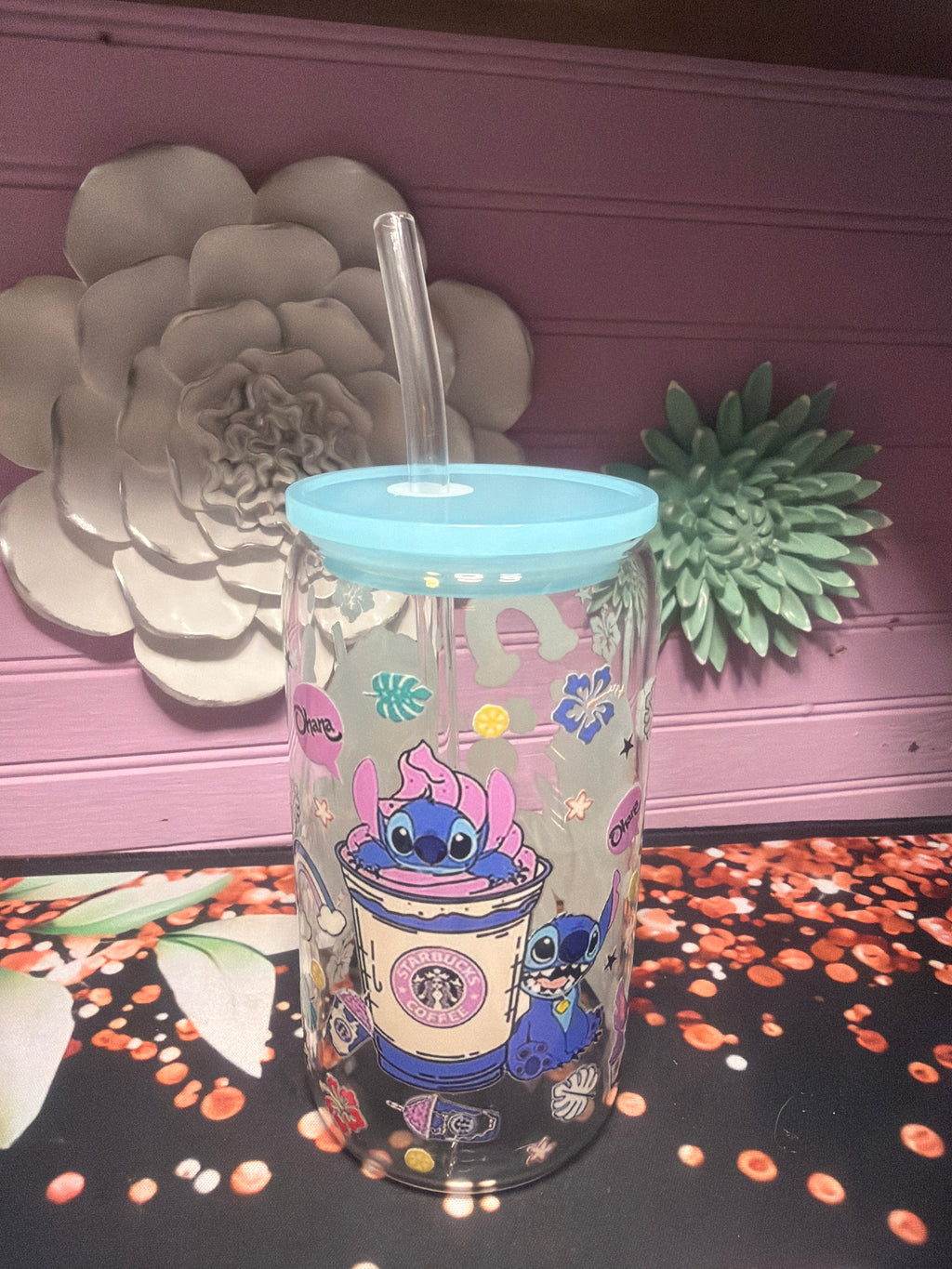 Stitches stickers UV-DTF glass cup 16 oz