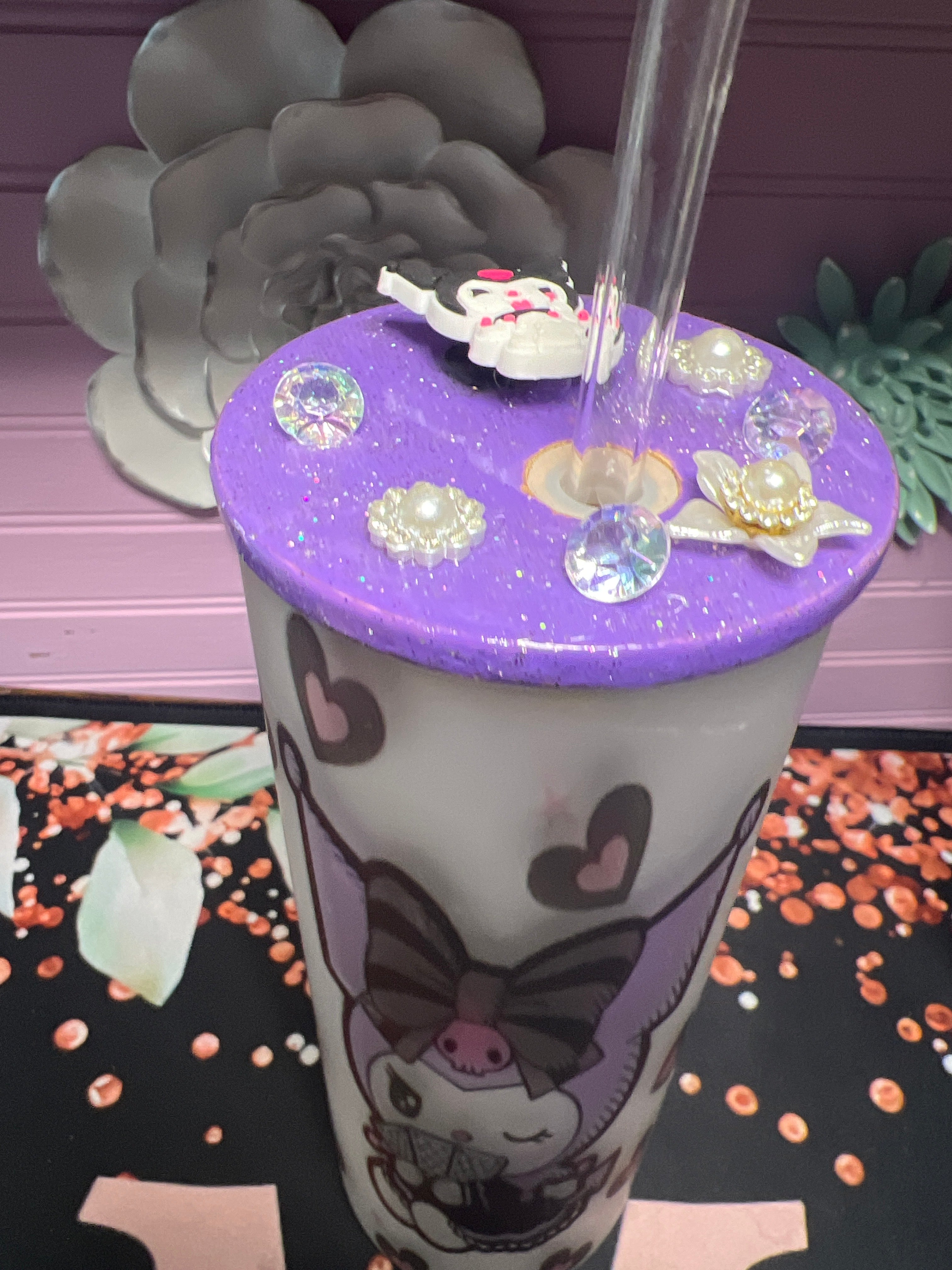 Kuromi frosted glass cup 20 oz
