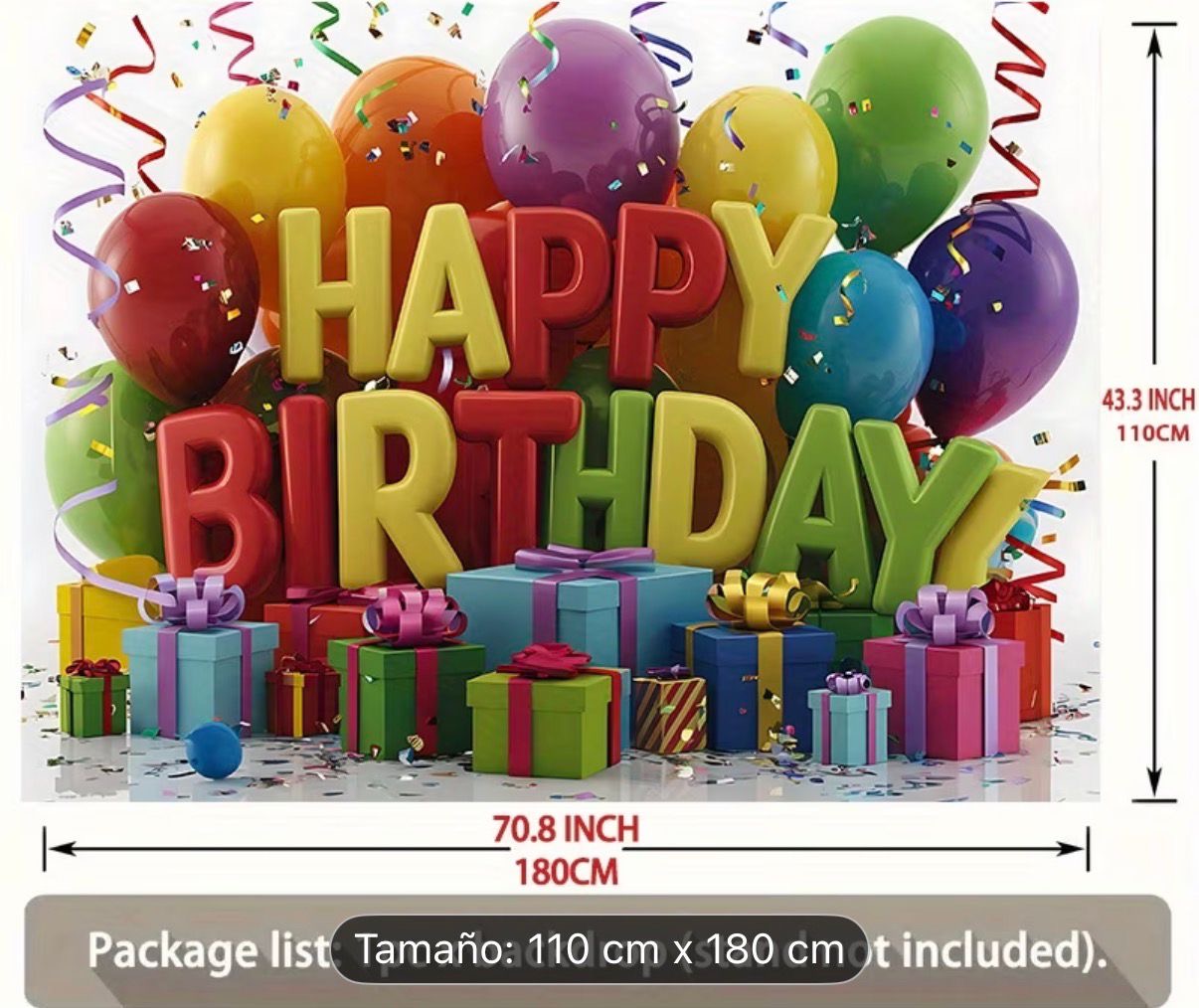 Happy birthday 70.8x43.3 inch letrero de tela