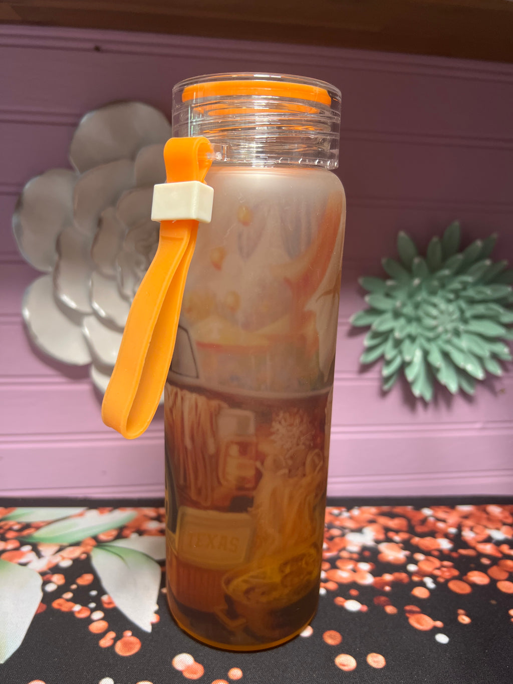 Texas frosted glass cup 17 oz