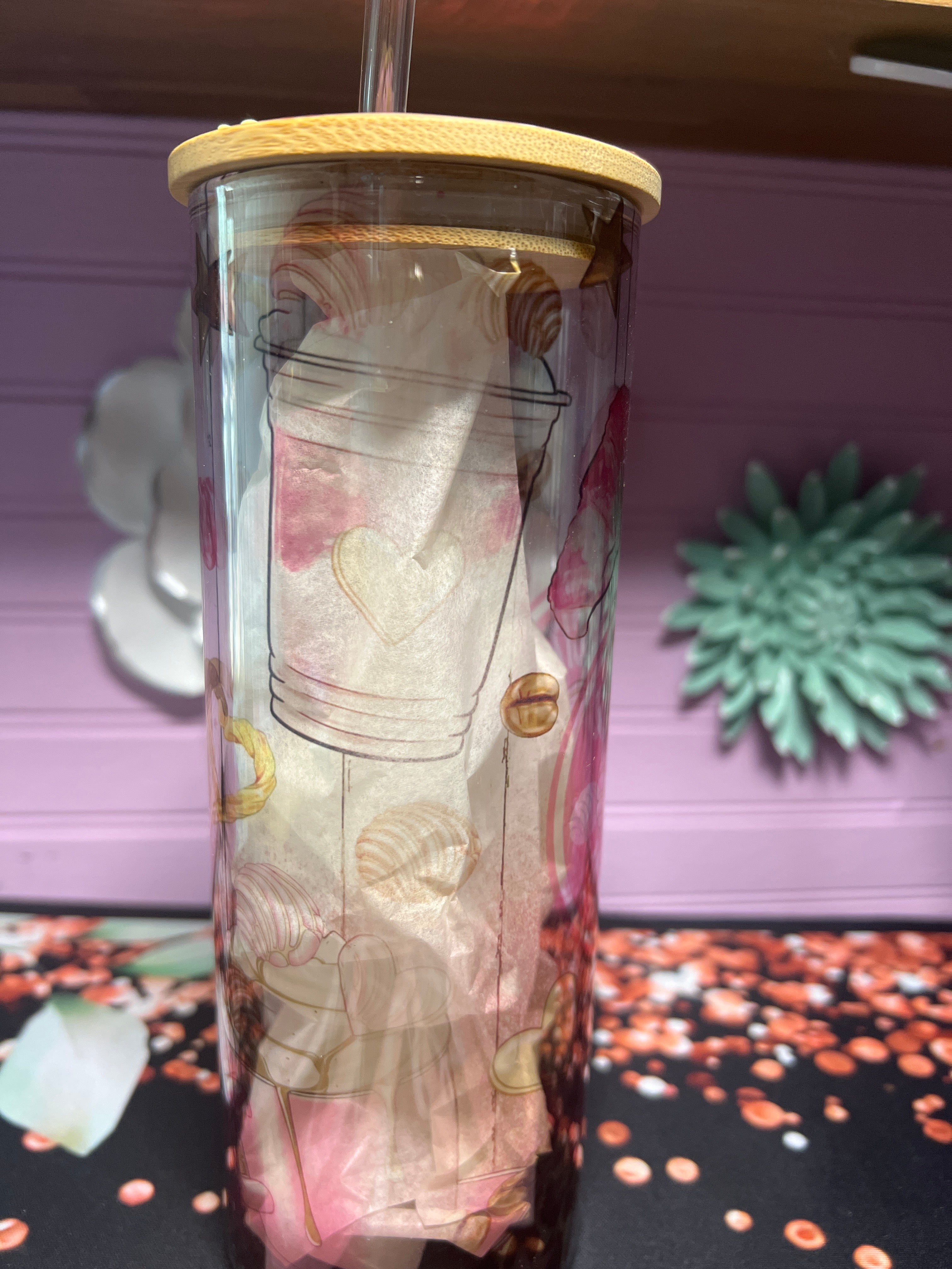 Cafecito y chisme glass cup 20 oz