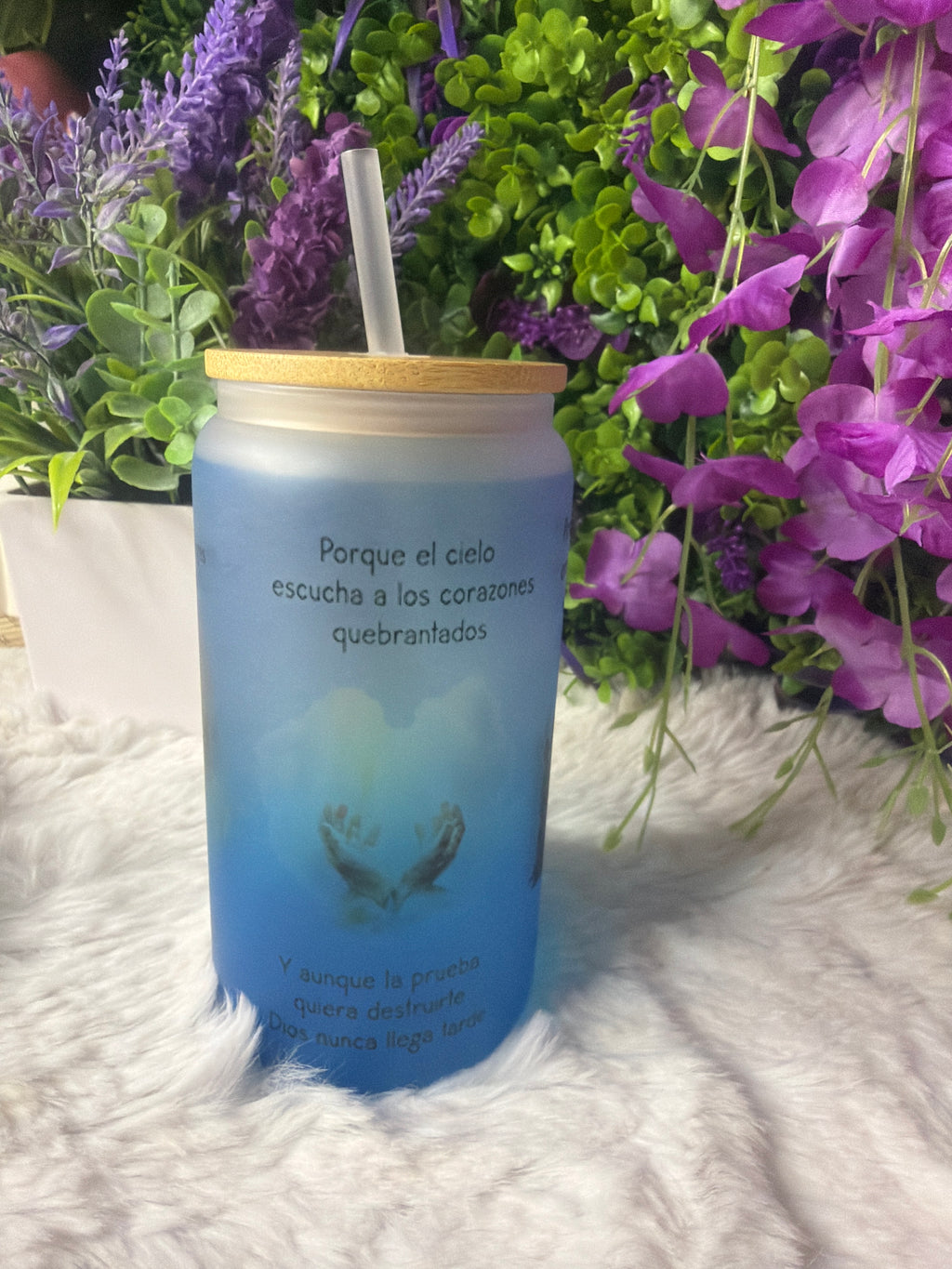 Hay poder en la oración frosted glass cup 16 oz