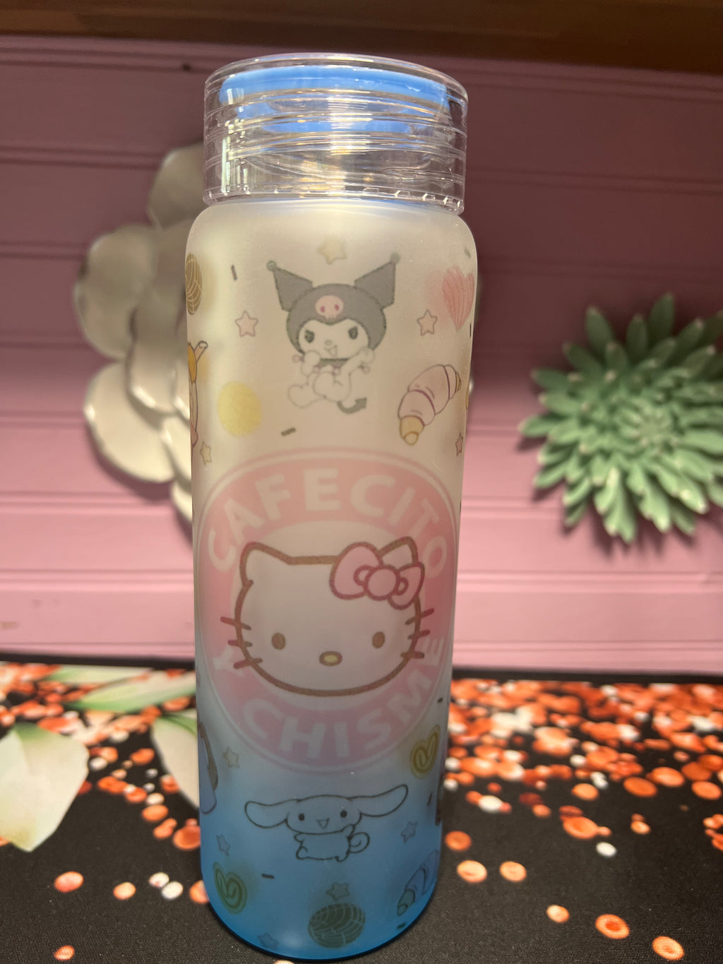 Hello Kitty frosted glass cup 17 oz
