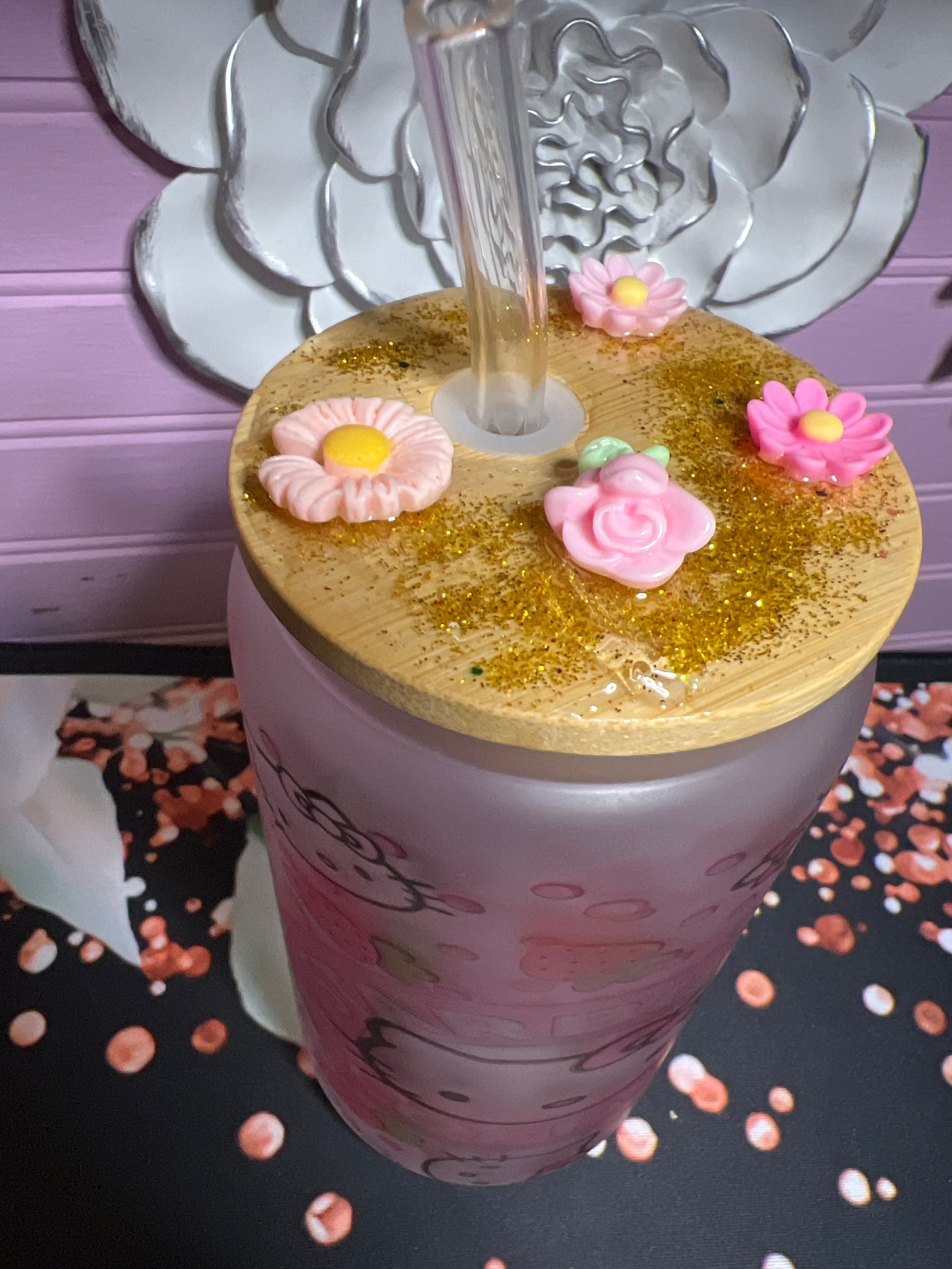 Hello Kitty Frosted glass cup 16 oz