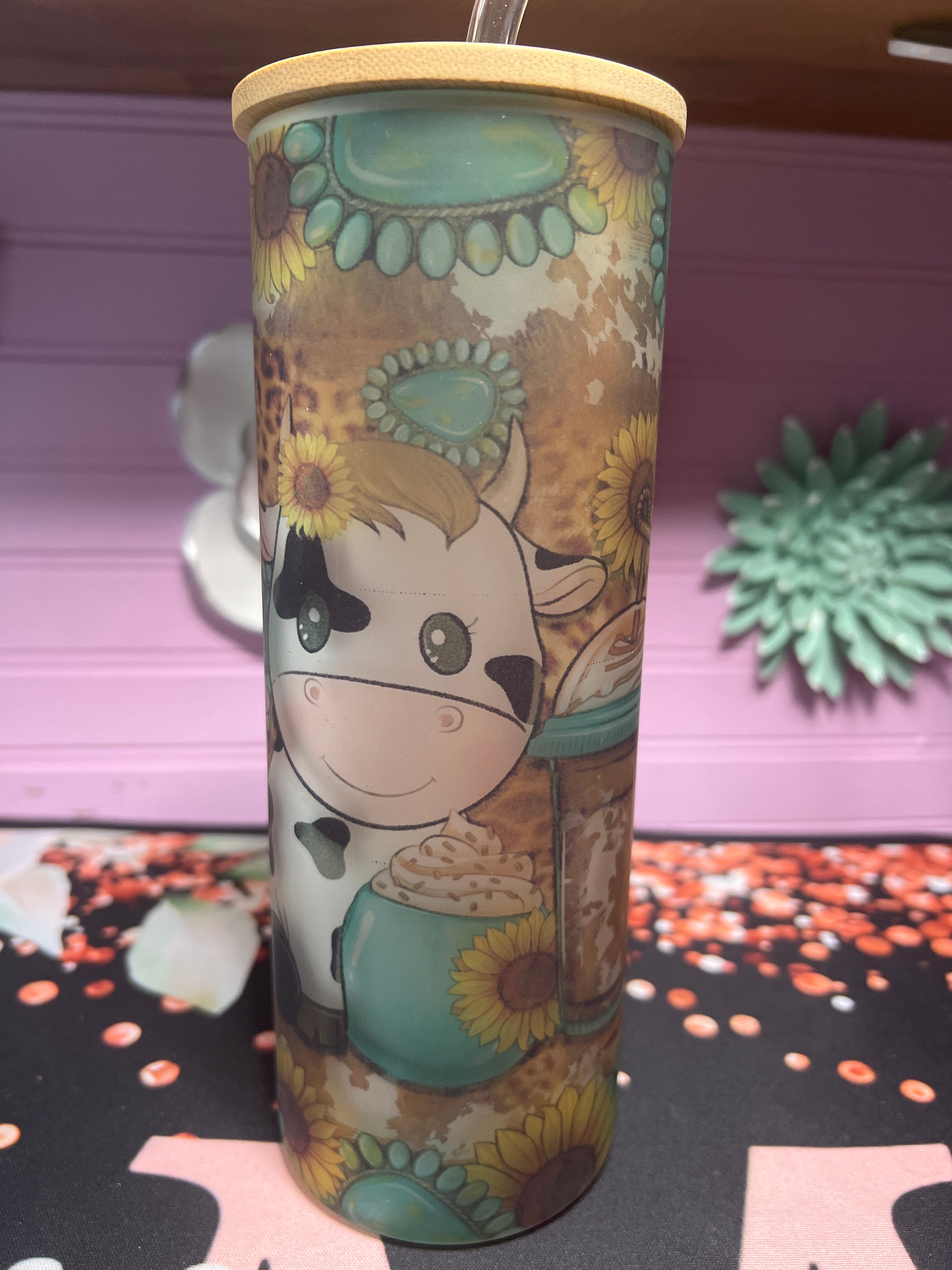 Vaquita coffe frosted glass cup 20 oz