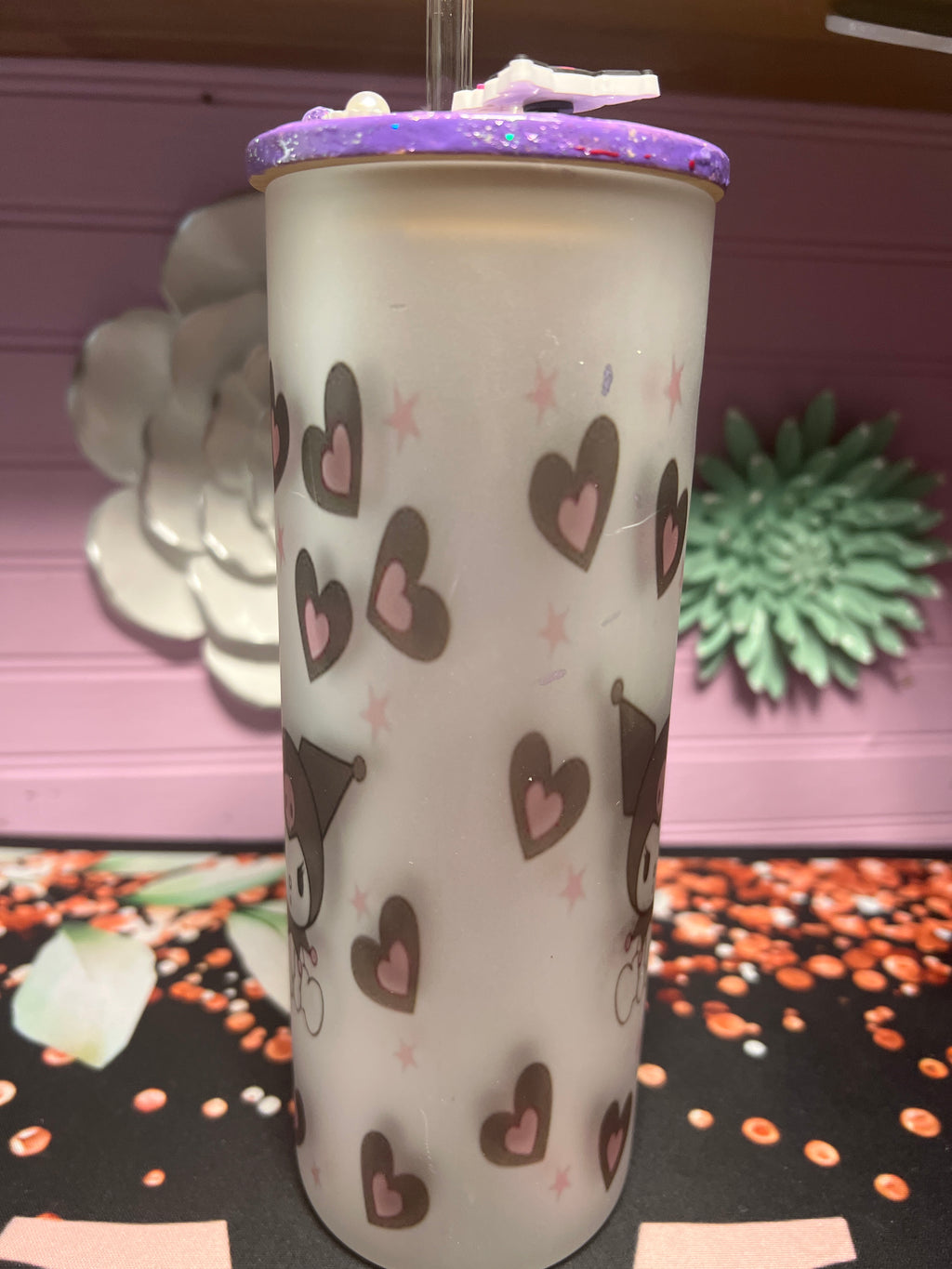 Kuromi frosted glass cup 20 oz