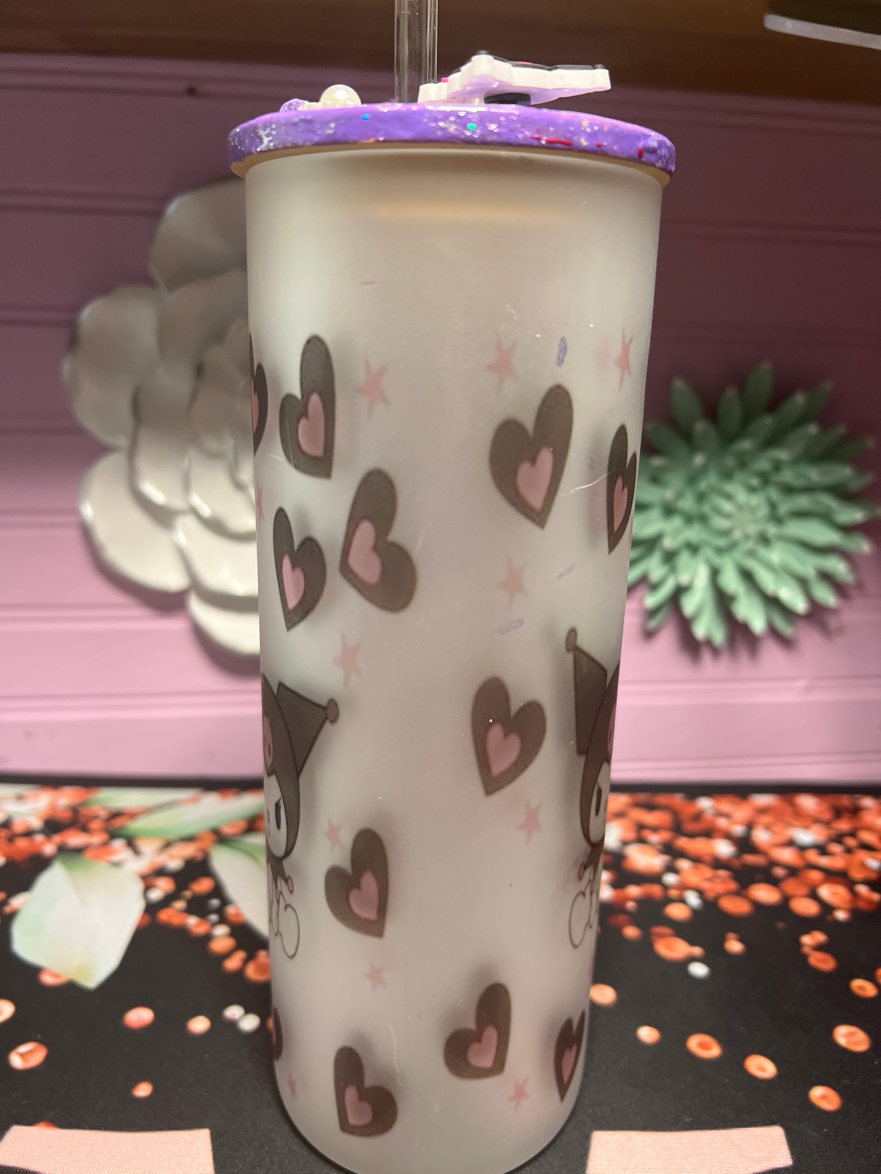 Kuromi frosted glass cup 20 oz