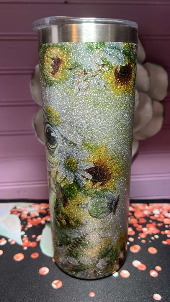 Tumbler 20oz silver with glitter
