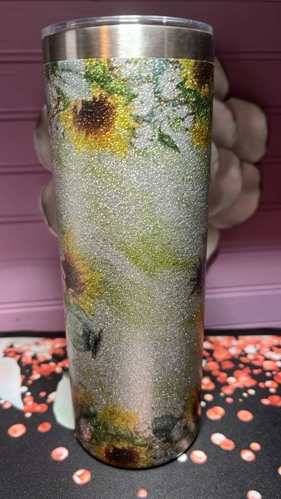 Tumbler 20oz silver with glitter