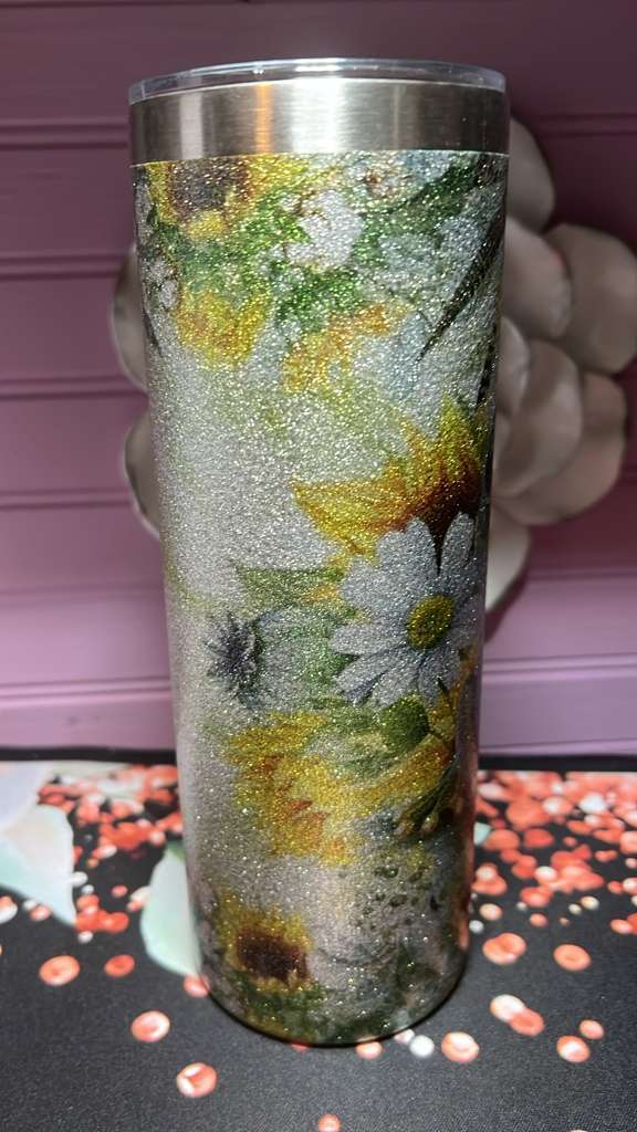 Tumbler 20oz silver with glitter