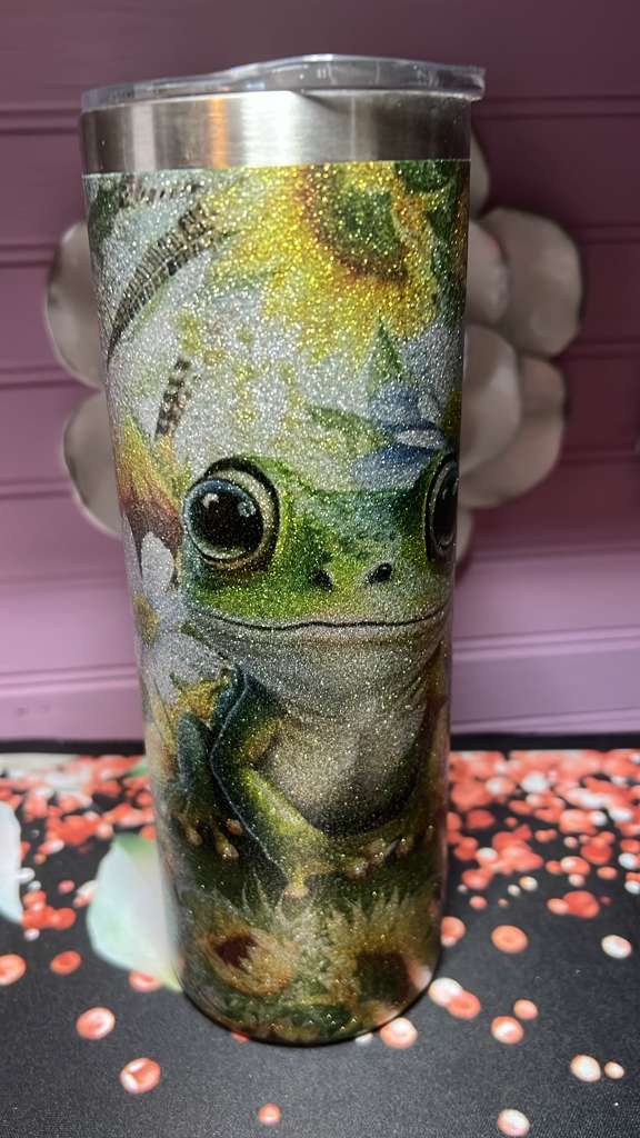 Tumbler 20oz silver with glitter